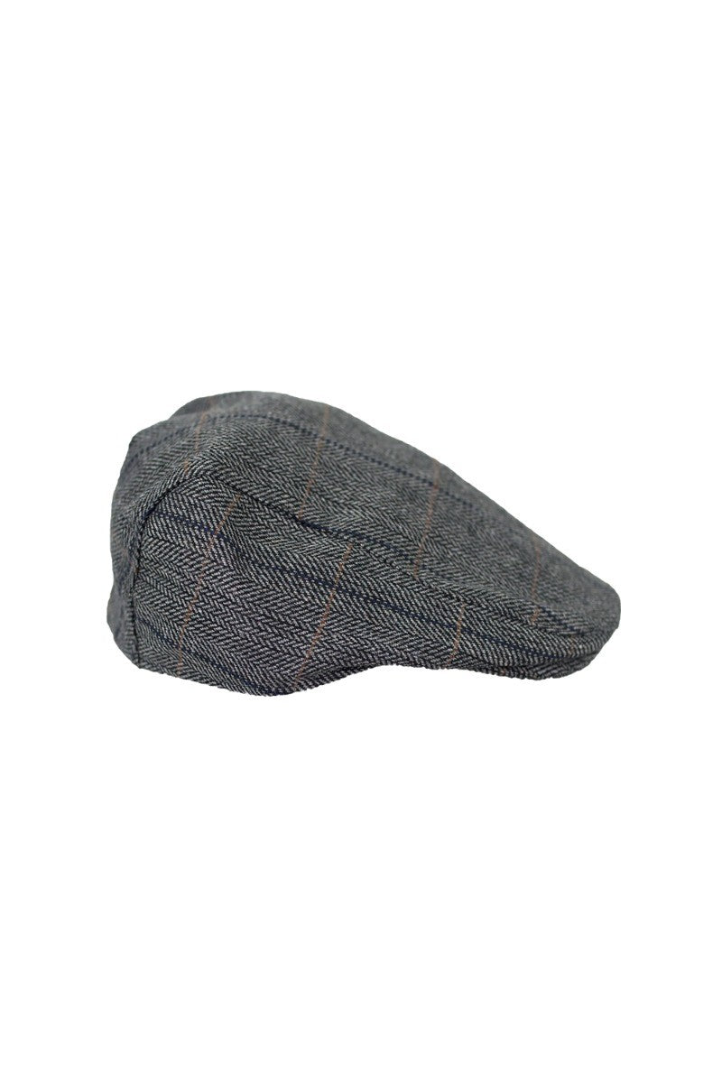 Casquette plate en tweed à carreaux - ALBERT - Gris