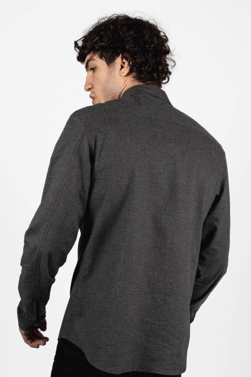 Chemise décontractée oversize en coton pour hommes - KEMPMAN - Gris Foncé