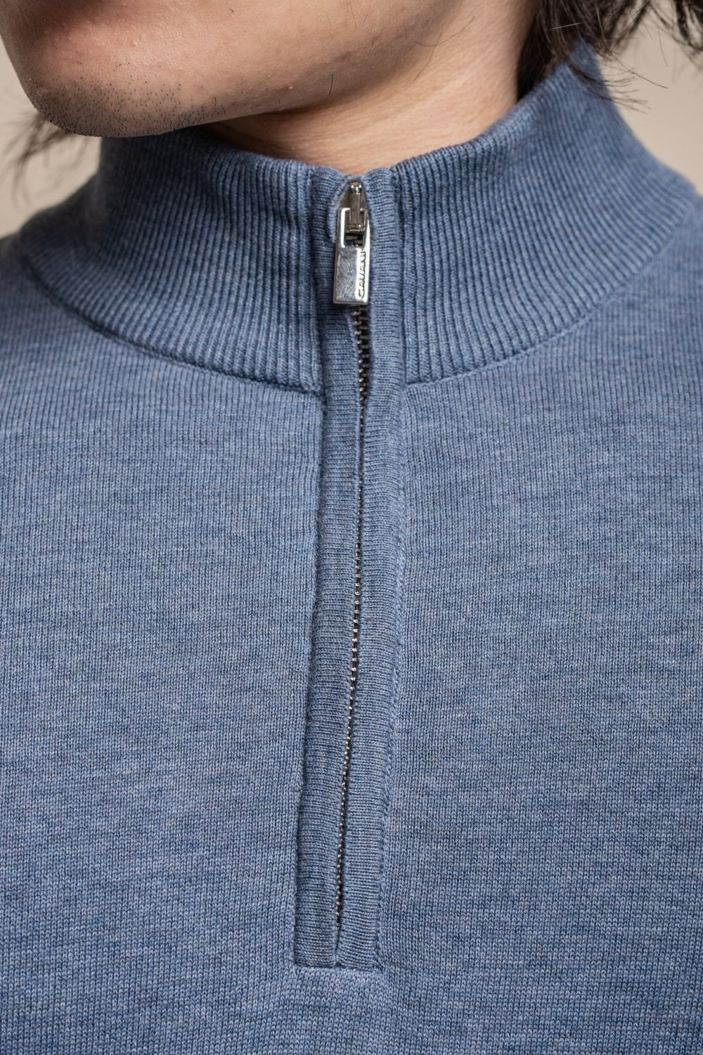 Pull en coton décontracté à demi-zip pour hommes - AVANTI - Bleu Air Force