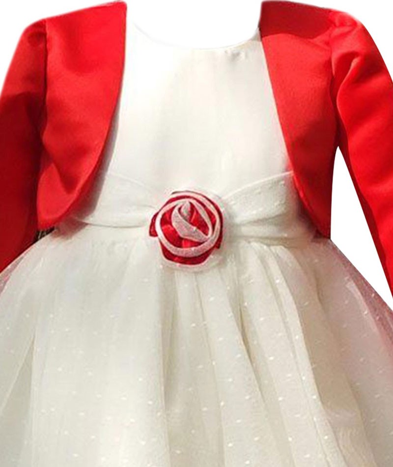 Robe de Baptême Boléro de Mariée pour Fillettes - Crème - Rouge