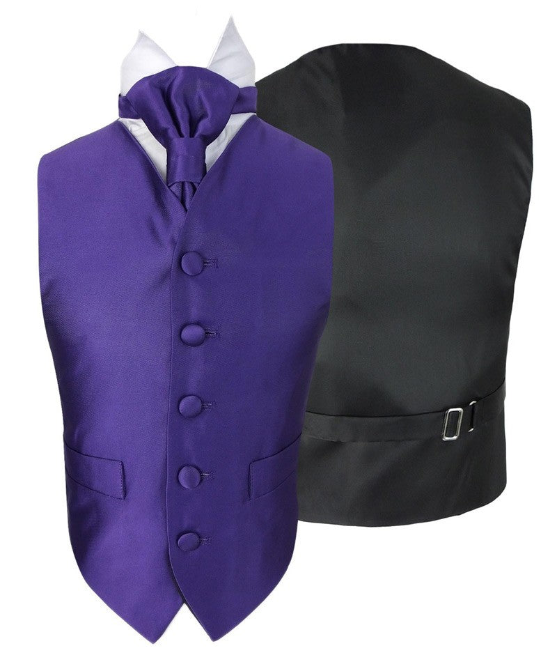 Boys Satin Waistcoat & Cravat Set - Purple