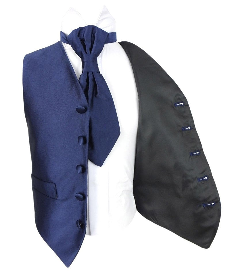 Ensemble Gilet en Satin et Cravate pour Garçons - Bleu Marine