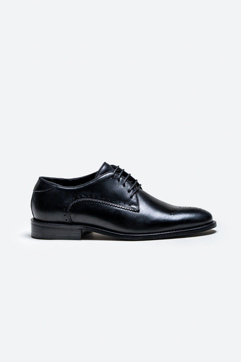 Chaussures habillées en cuir brogue à lacets pour hommes - MADRID - Noir