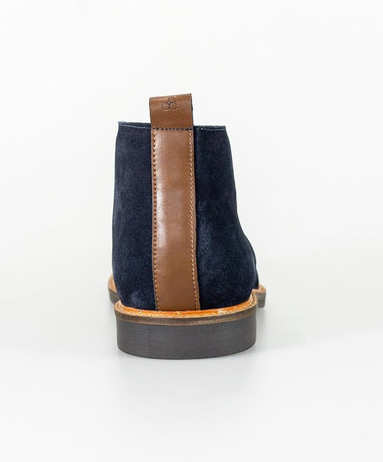 Bottes de cheville en suède pour hommes - SAHARA - Bleu Marine