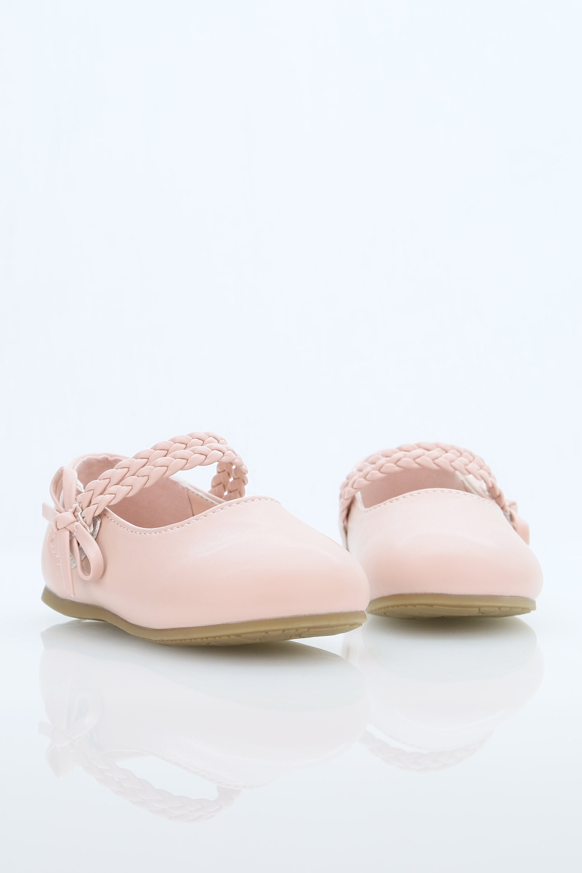 Chaussures Mary Jane avec bride tressée et nœud pour petites filles - OPHELIA - Rose