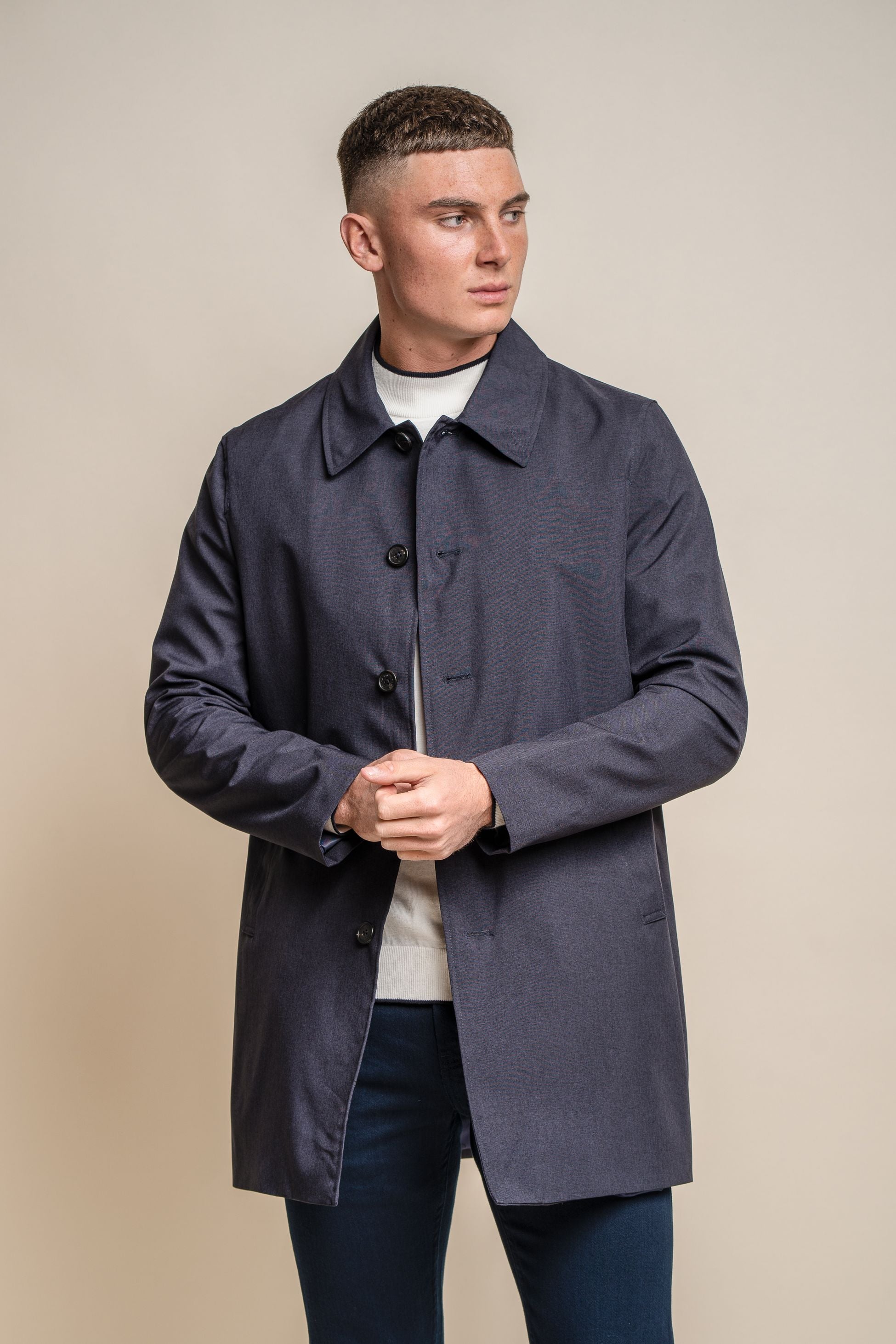 Manteau Midi Geke avec Fermeture Éclair Amovible pour Homme - BRANDO - Bleu Marine