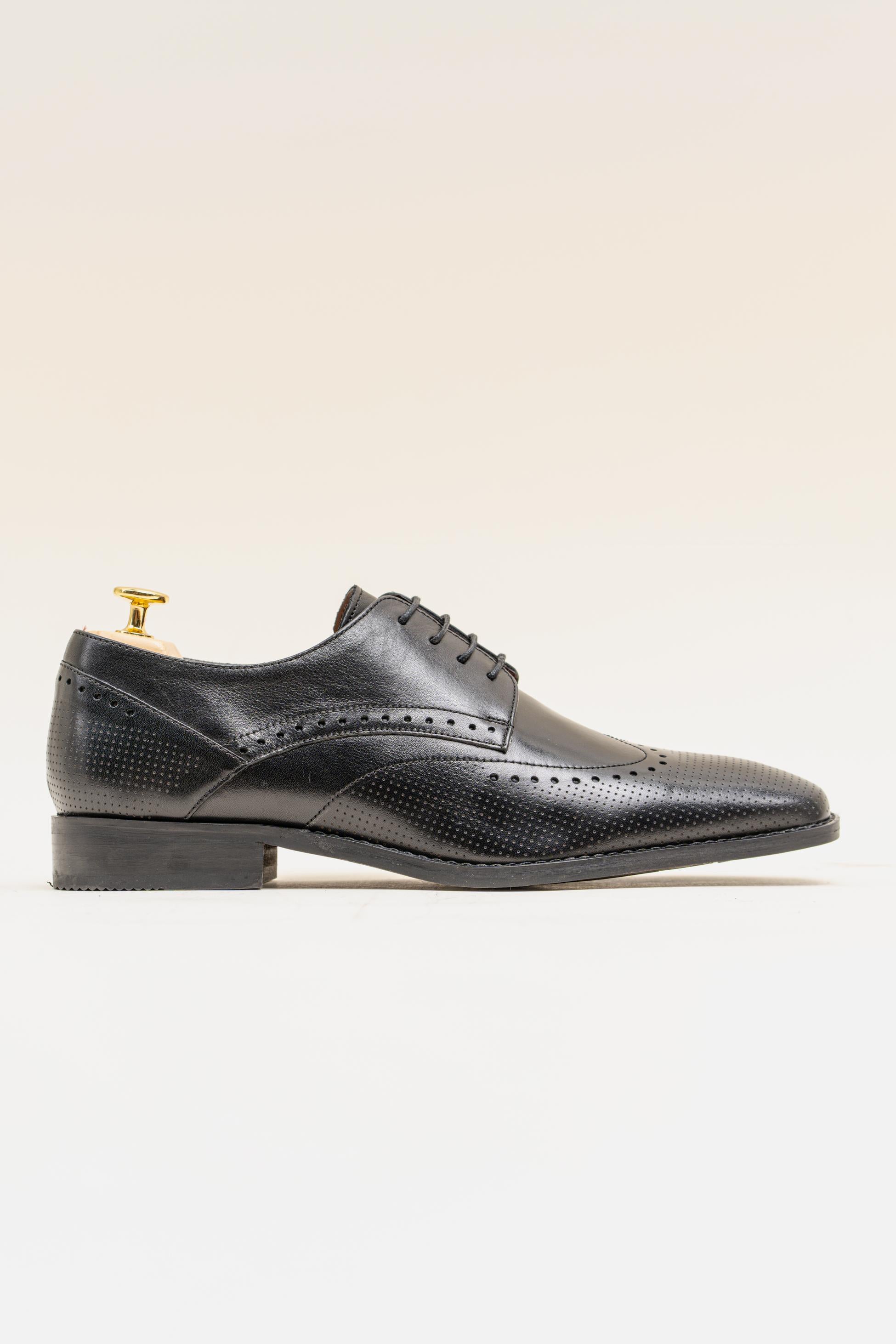 Chaussures Derby en Cuir Véritable pour Homme - LISBON Black - Noir