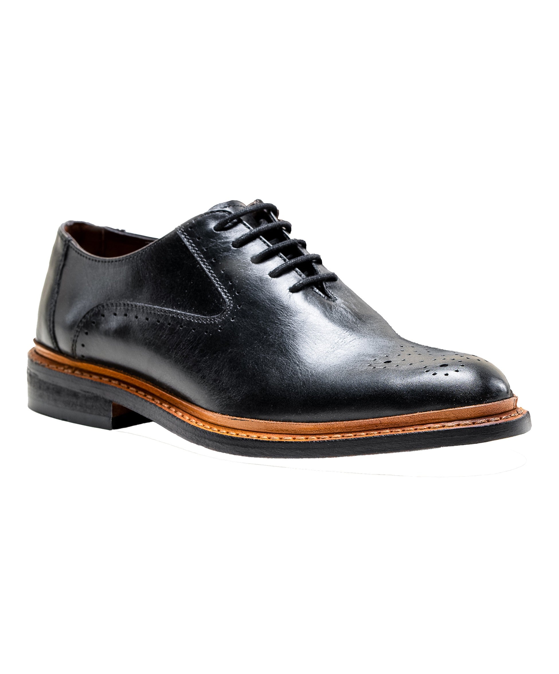 Herren Schnürsenkel Leder Brogue Schuhe - BRENTWOOD - Schwarz