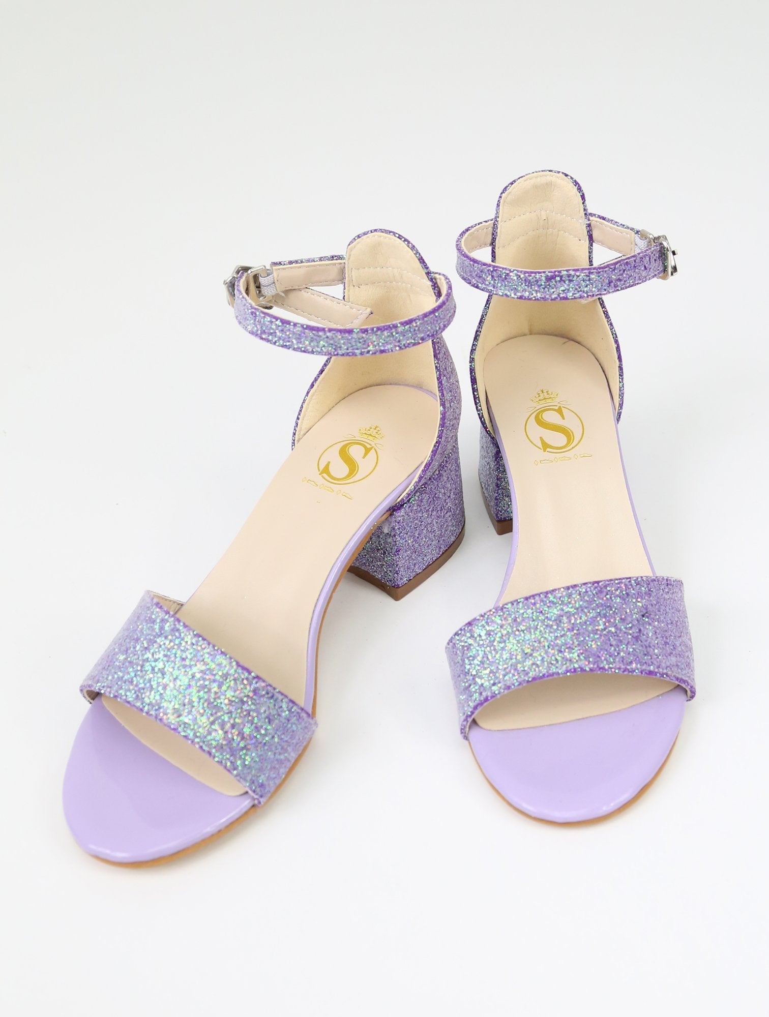 Sandales à Bloc Talon avec Bride à la Cheville pour Filles - SPARKLE - Violet