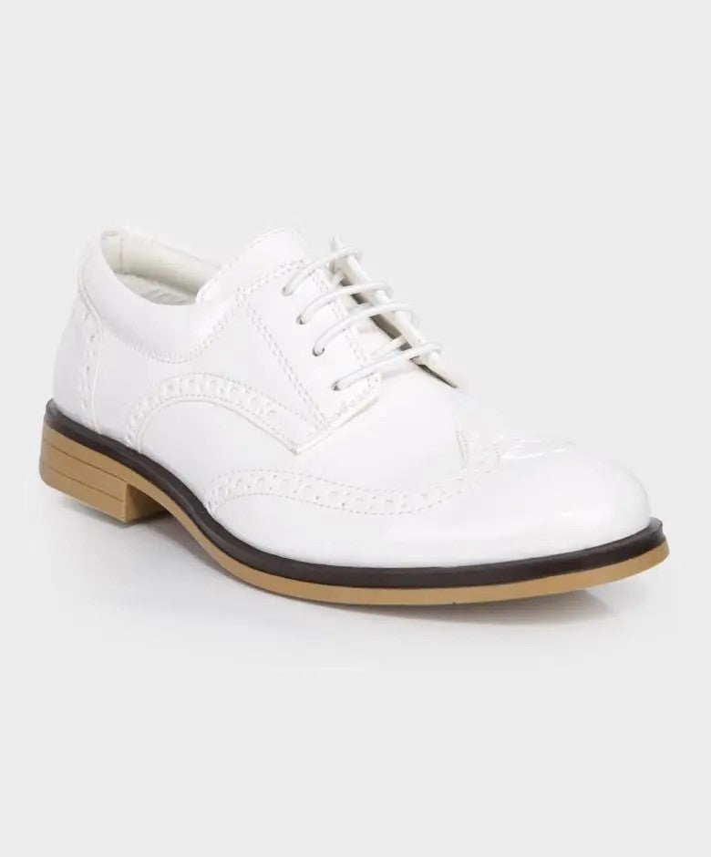 Chaussures Derby Brogue à Lacets pour Garçons - Blanc