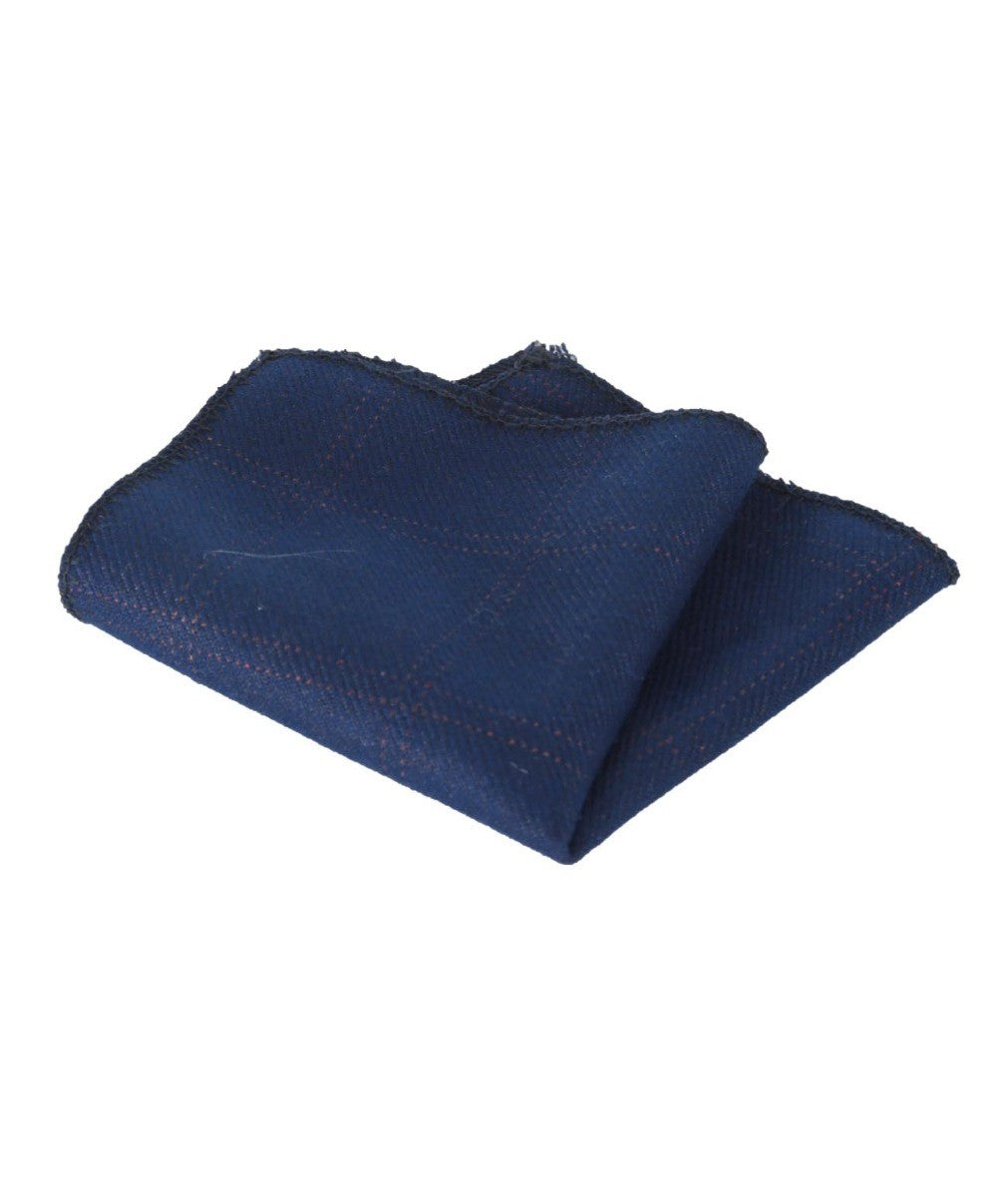 Mouchoir de Poche en Tweed à Motif Check pour Garçons et Hommes - Bleu Marine