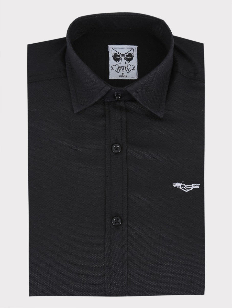 Chemise en Coton Slim Fit à Manches Longues pour Garçons - RYAN - Noir