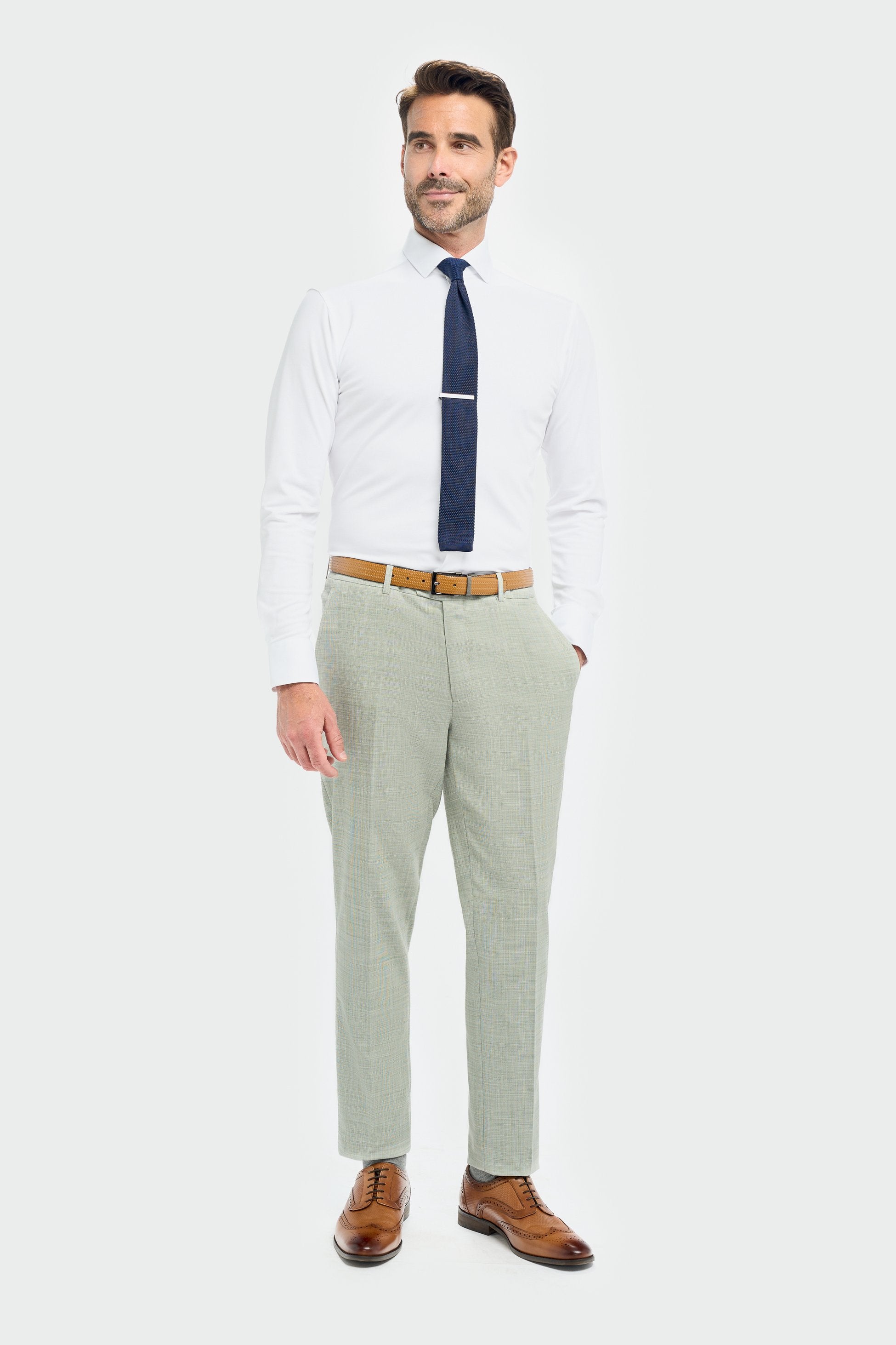 Men’s 3-Piece Sage Green Textured Suit - Camden - Sage Green