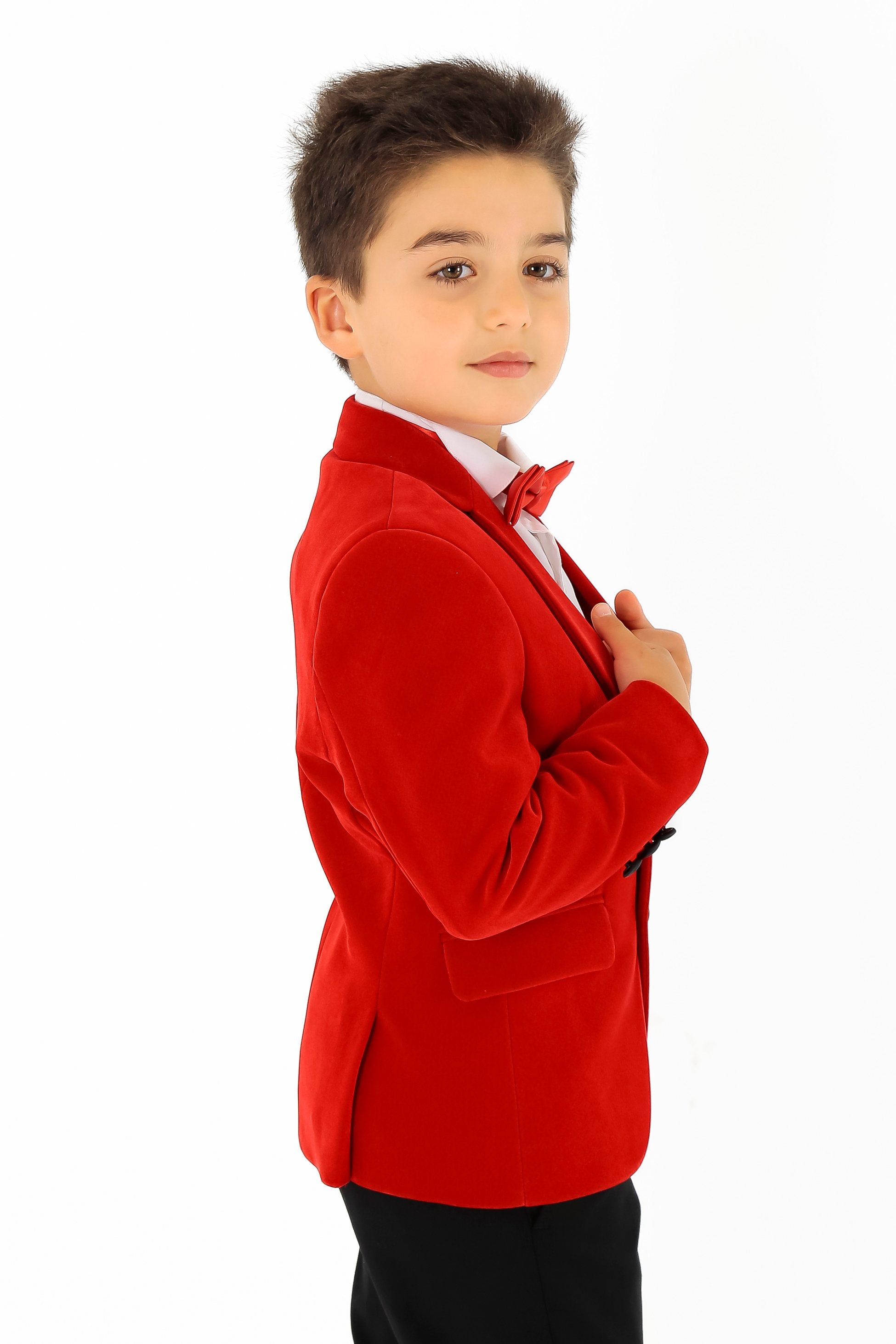 Jungen Samt Slim Fit Formal Blazer - Hackney - Rot