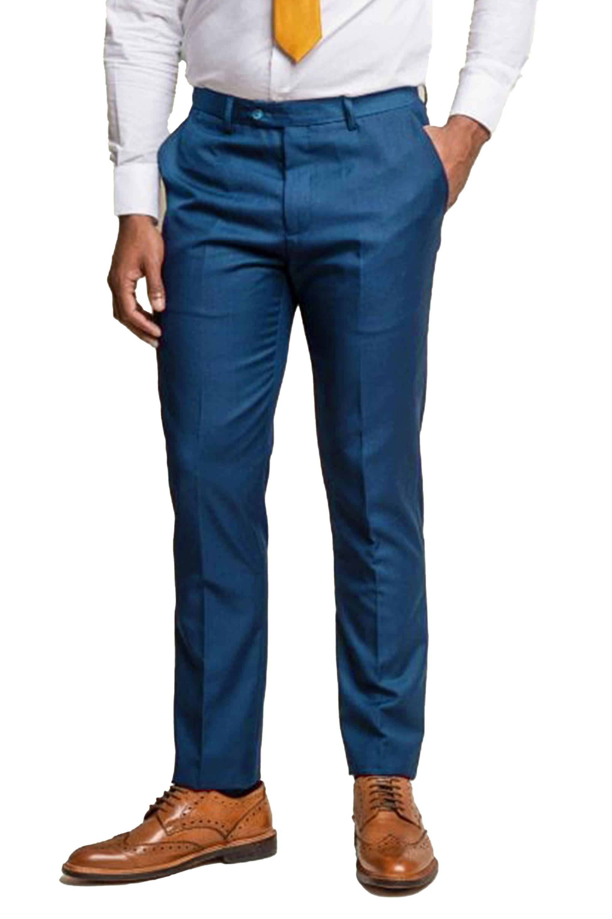 Pantalon bleu marin ajusté pour hommes - JEFFERSON - Bleu Marine