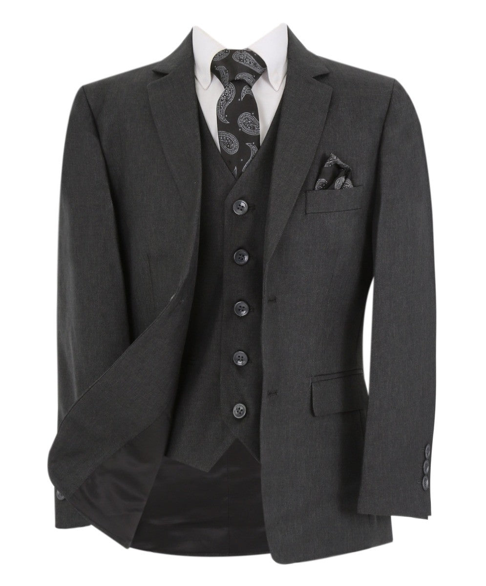 Boys Tailored Fit Formal Suit - LANDON - Black