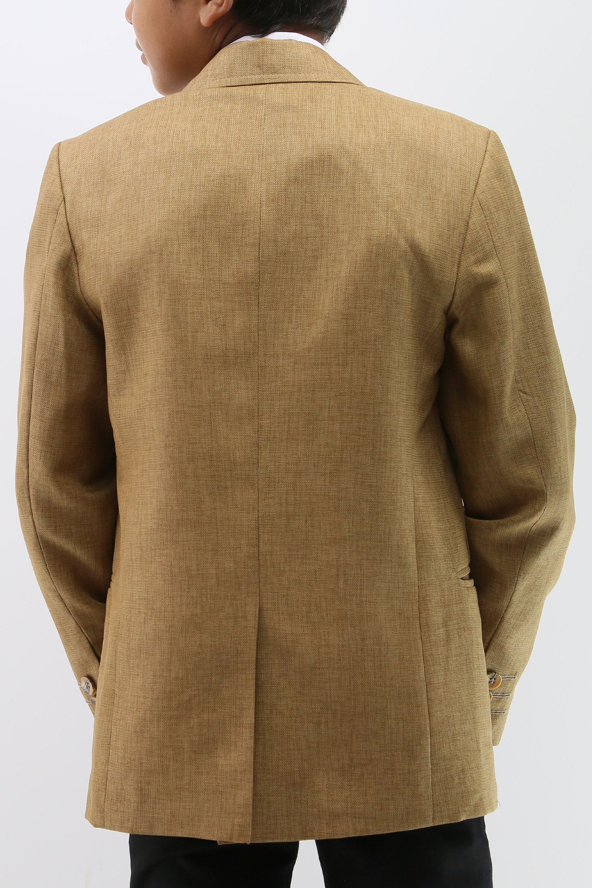 Veste de blazer texturée formelle marron tan pour garçons - Marron Moutarde