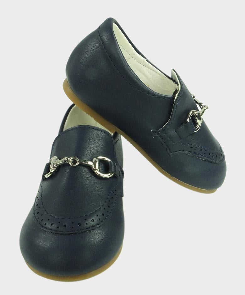 Mocassins en Cuir avec Détail en Métal pour Garçons - Bleu Marine