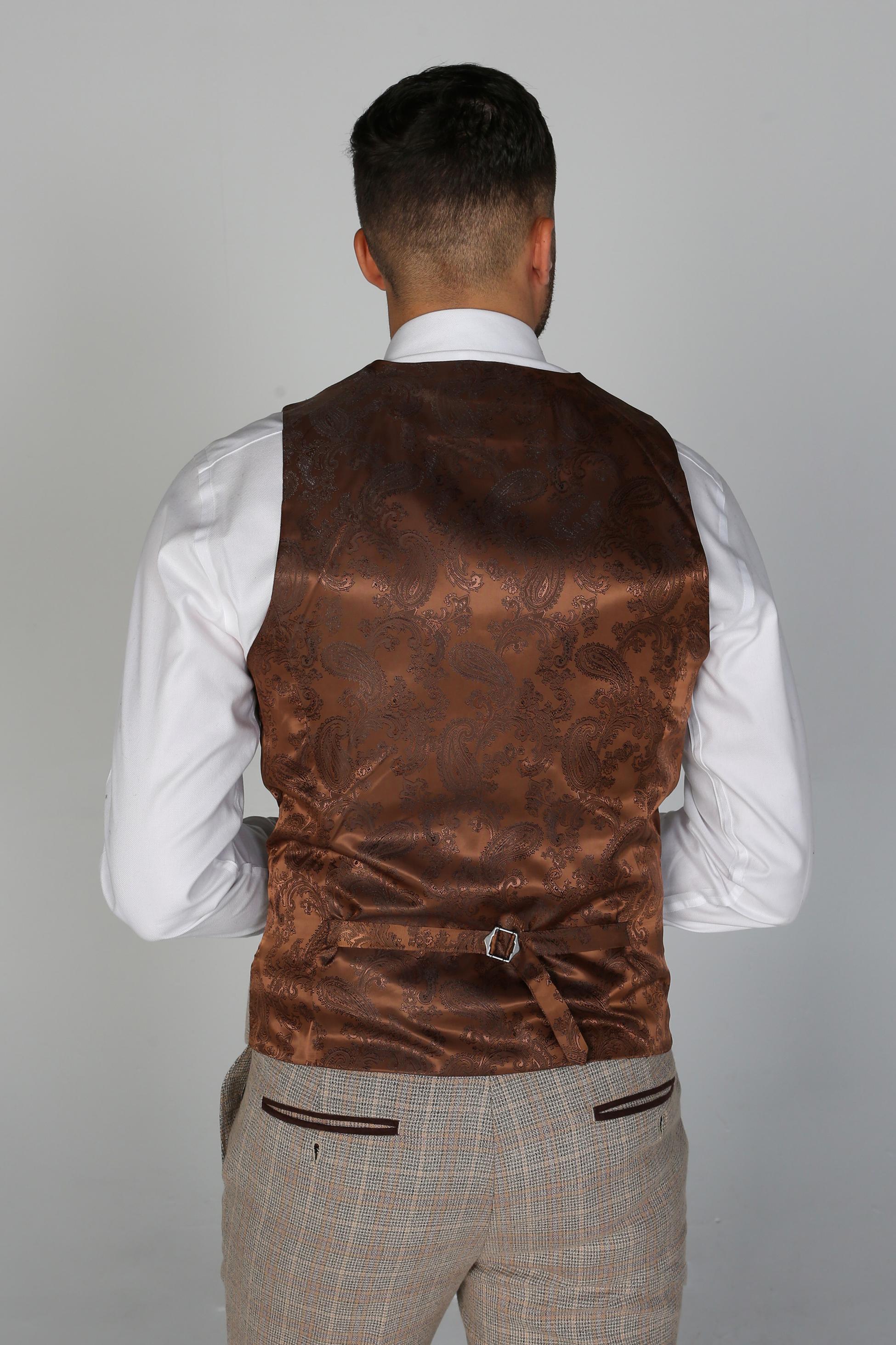 Gilet en Tweed à Motif Pied-de-Poule pour Homme - HOLLAND - Beige