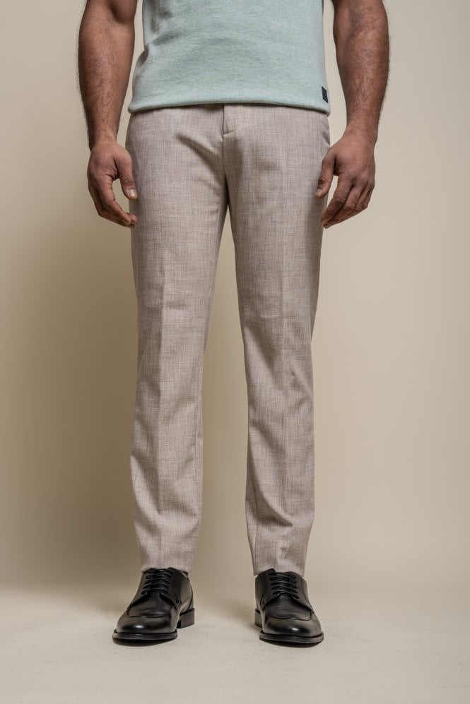 Men's Slim Fit Formal Trousers - TOKYO - Fawn Brown