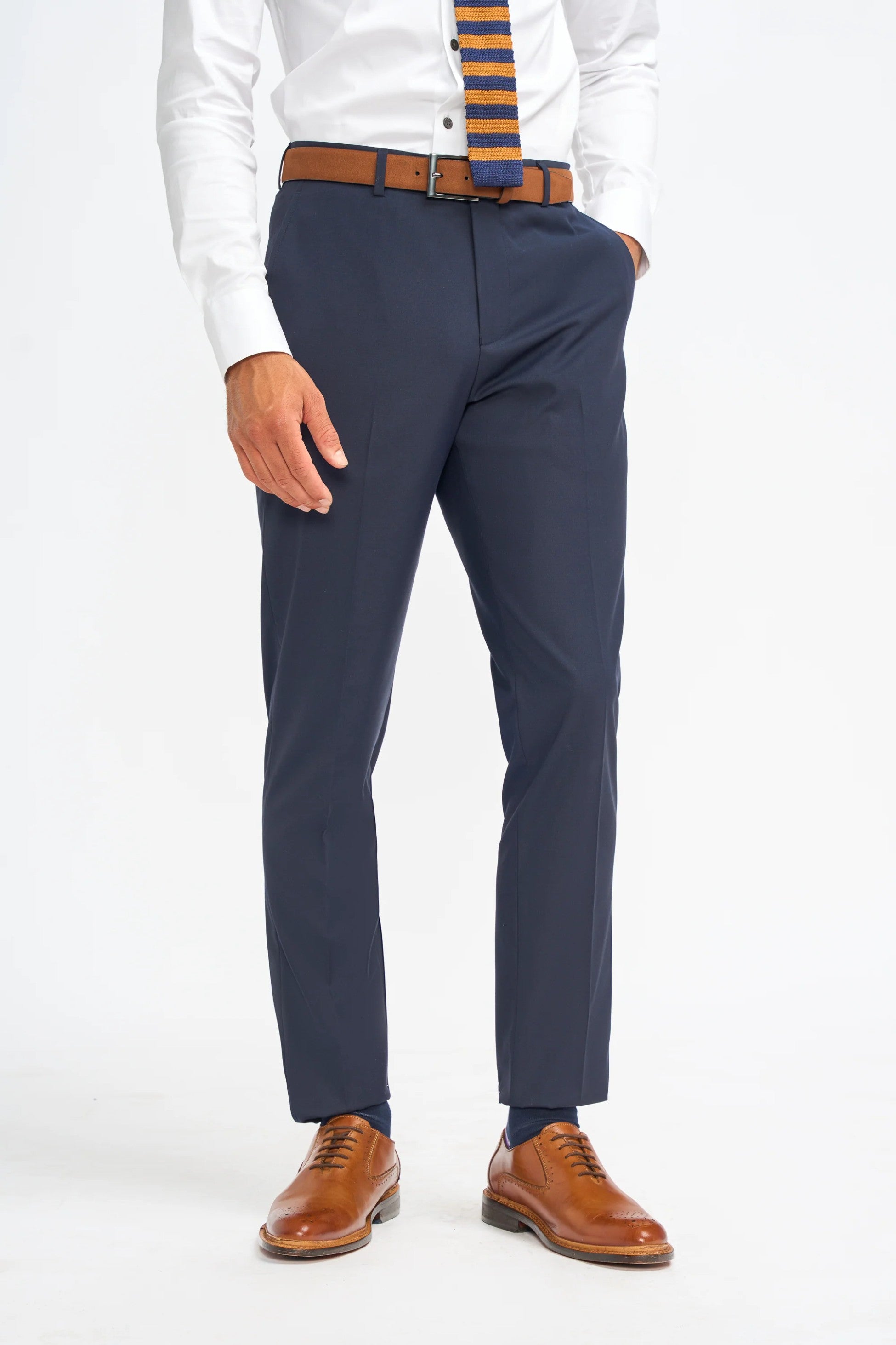 Premium Slim Fit Formale Herrenhose – MALIBU - Marineblau