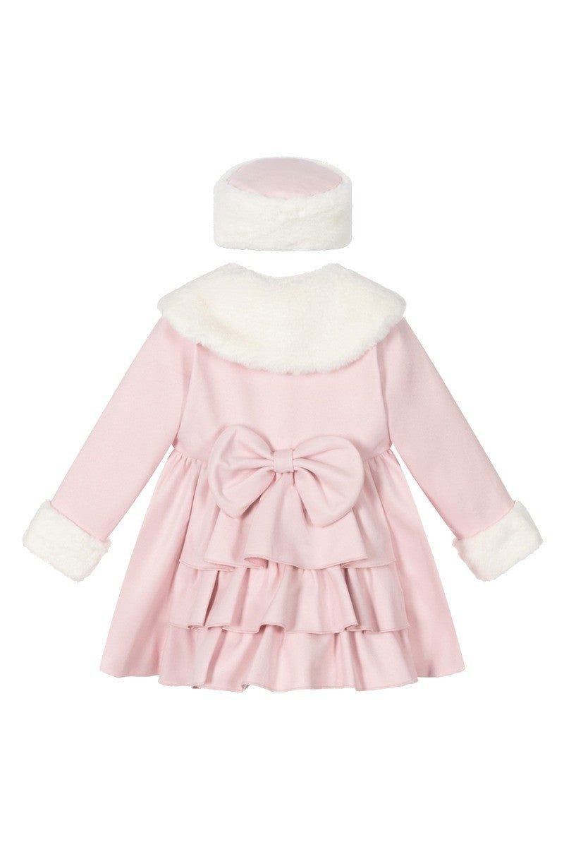 Ensemble Manteau Midi en Fourrure 2 Pièces pour Filles - Rose