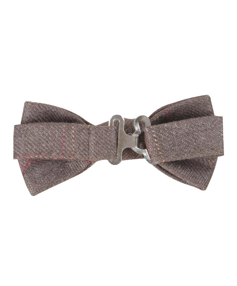 Boys & Men's Tweed Check Bow Tie Set - Tan Brown