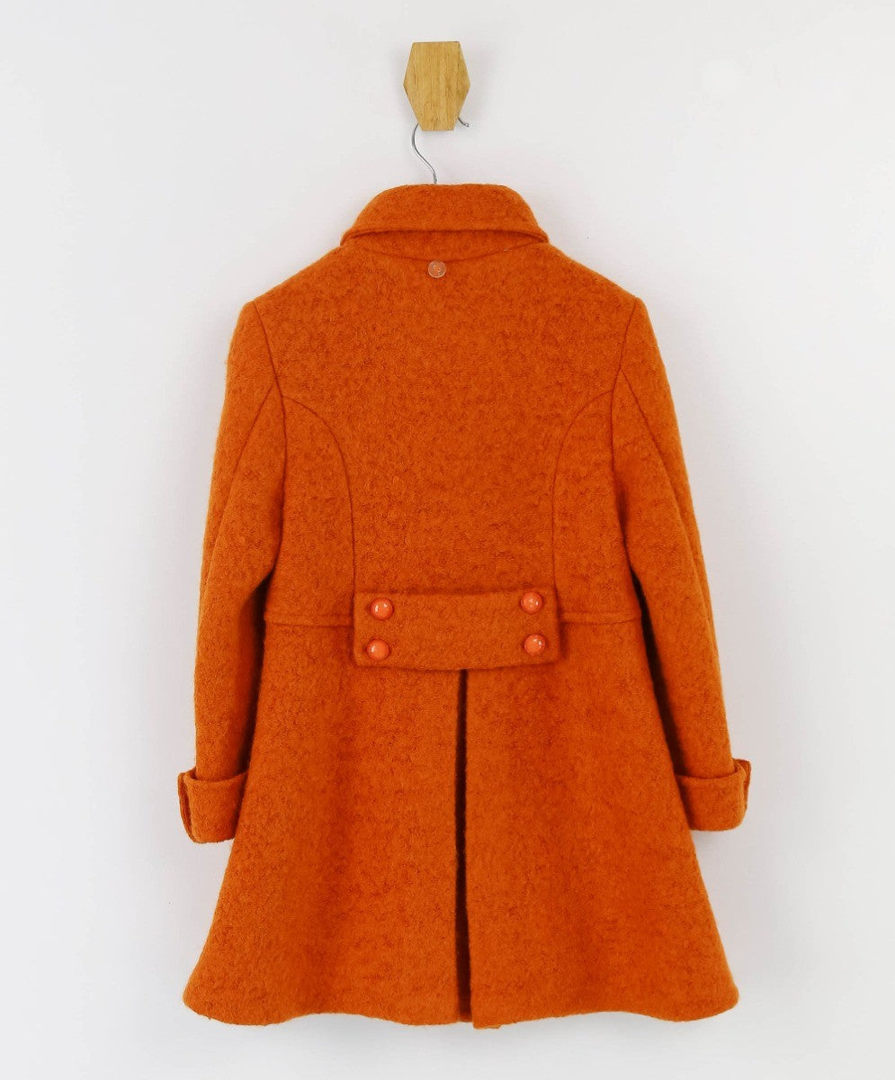 Ensemble Manteau Double Bouton en Laine pour Filles - ELIZABETH - Orange Brique