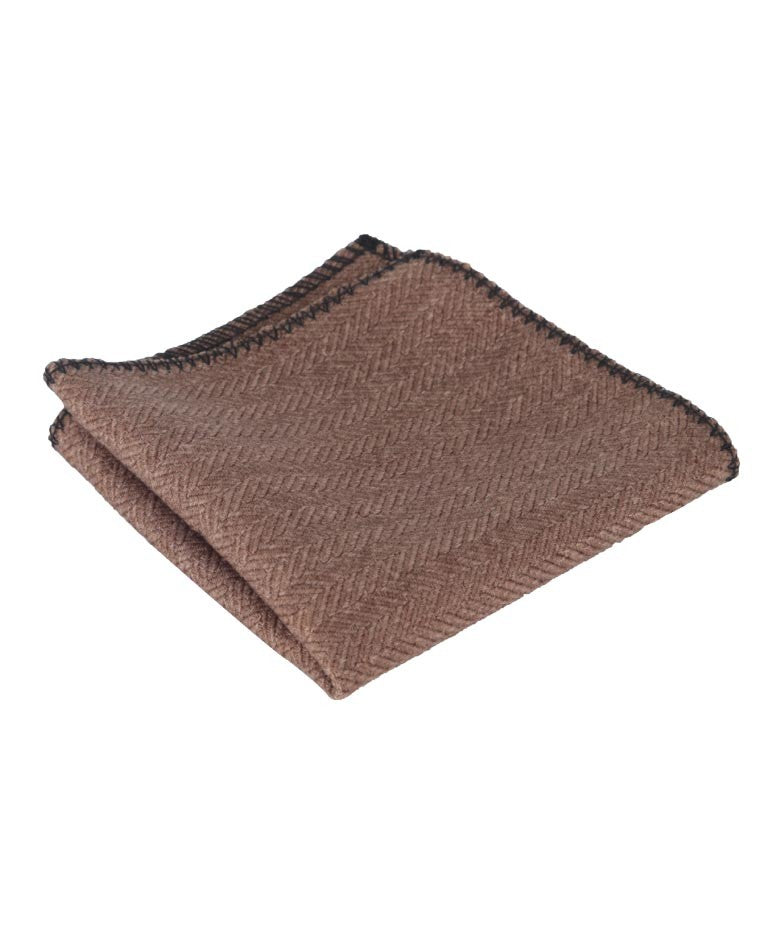 Mouchoir de Poche en Tweed à Motif Chevron pour Hommes et Garçons - Brun Beige