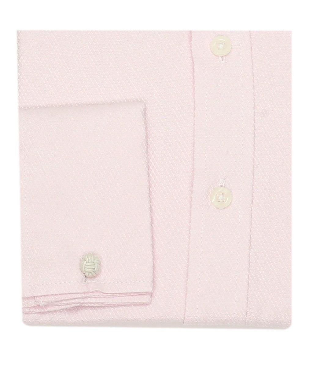 Chemise de Cérémonie Slim Fit en Coton à Poignets Mousquetaires pour Garçons - Rose