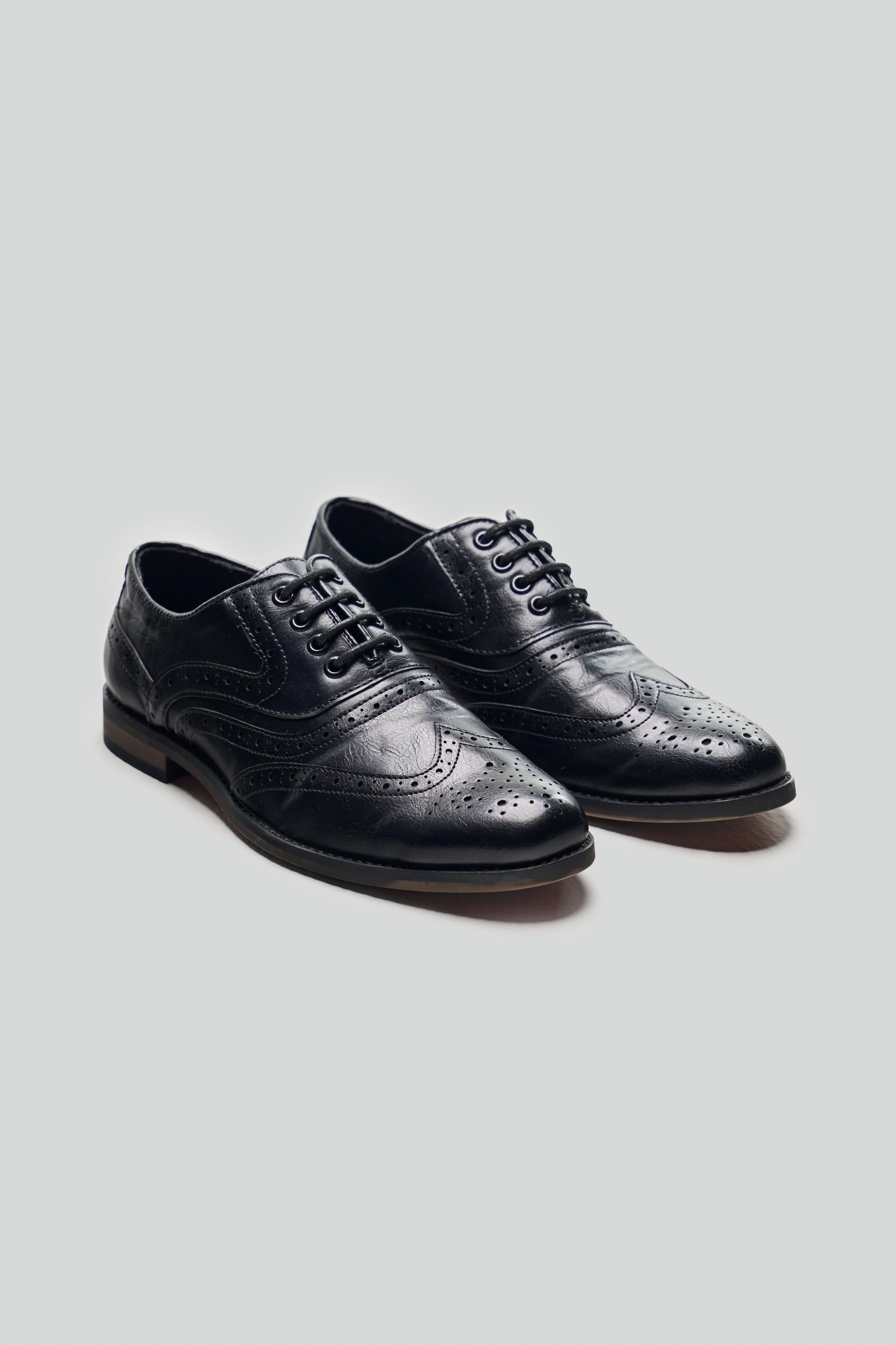 Chaussures Oxford brogue à lacets pour garçons - RUSSEL - Noir