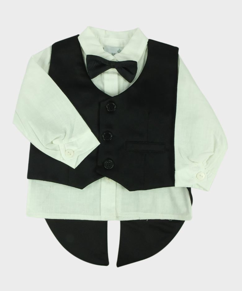 Baby Jungen Baumwoll Schwarzes Tuxedo-Set - Schwarz - Weiß