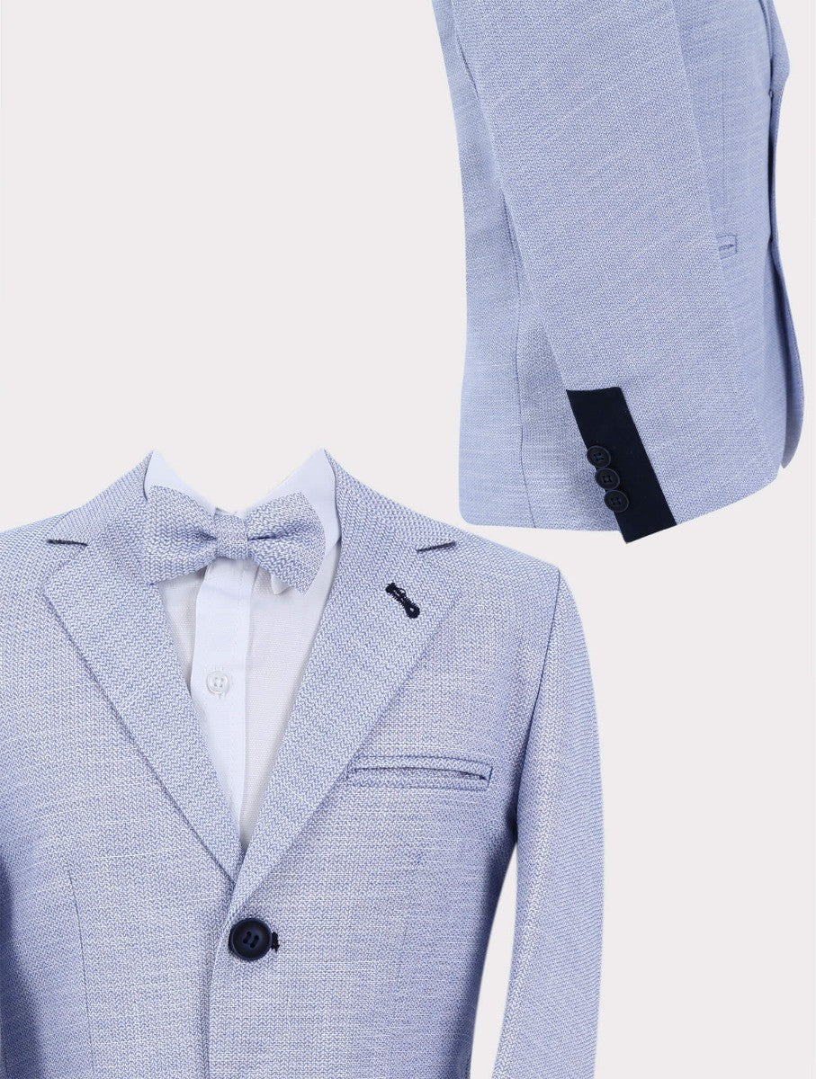 Boys Tweed-Like Blue Suit - CARTER - Blue