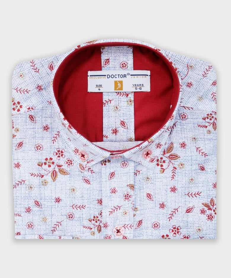 Chemise à Motifs Floraux Slim Fit pour Garçons - Bleu - Rouge