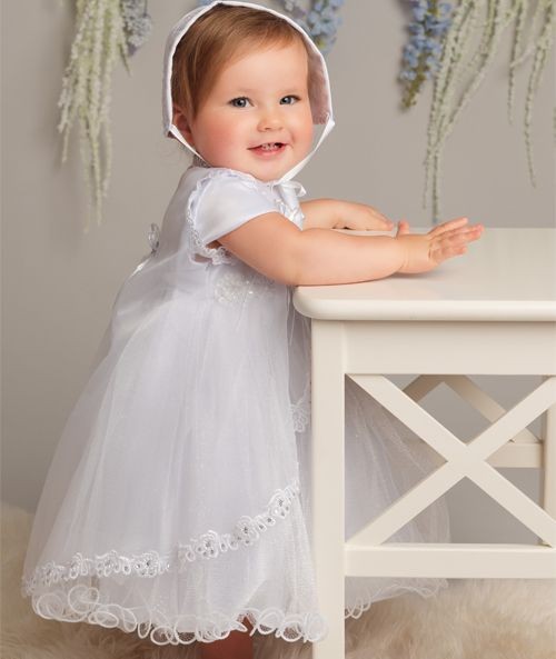 Ensemble Robe de Baptême Étincelante Blanche pour Fillettes - L321 - Blanc