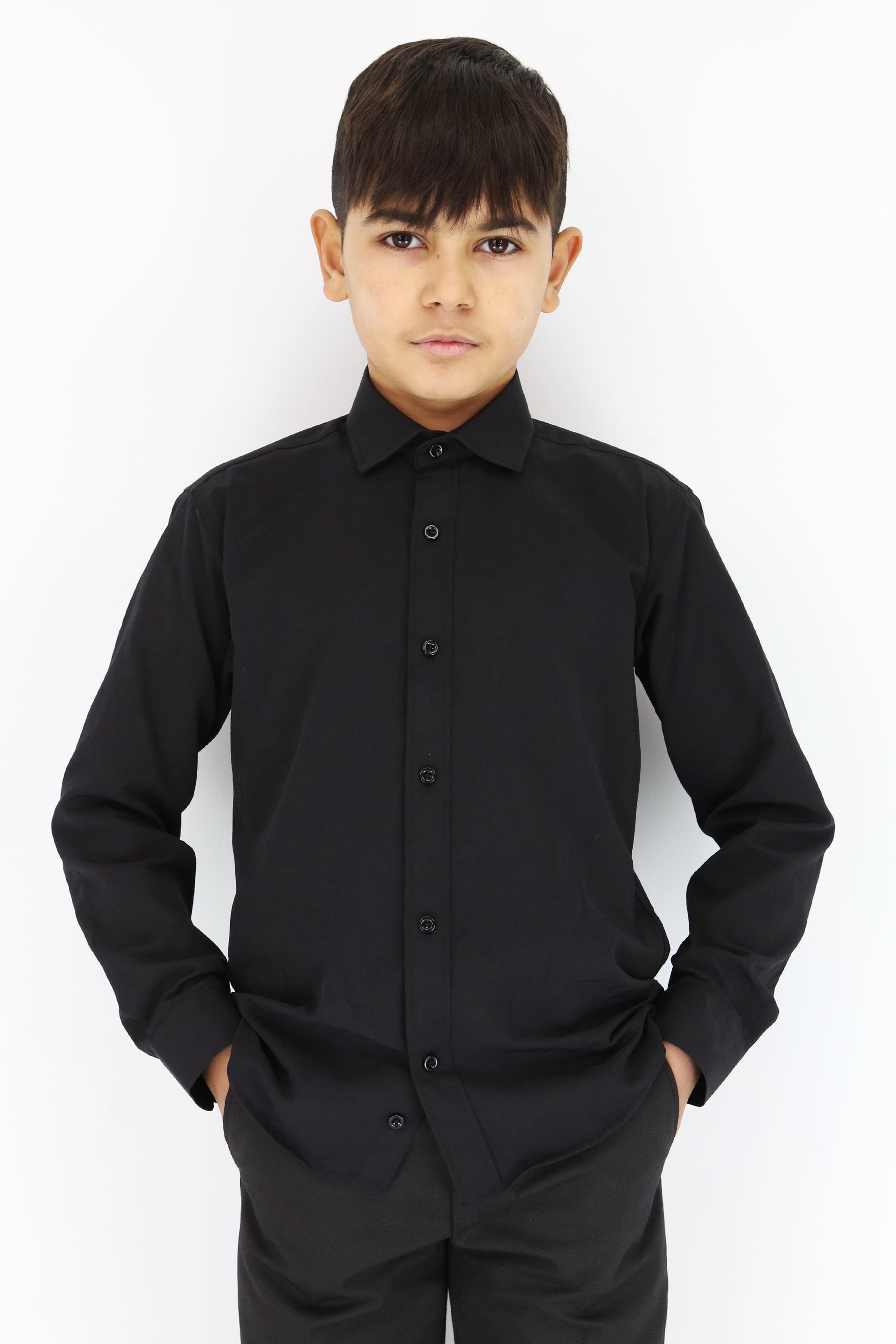 Chemise Classique Slim Fit en Coton pour Garçons - Noir