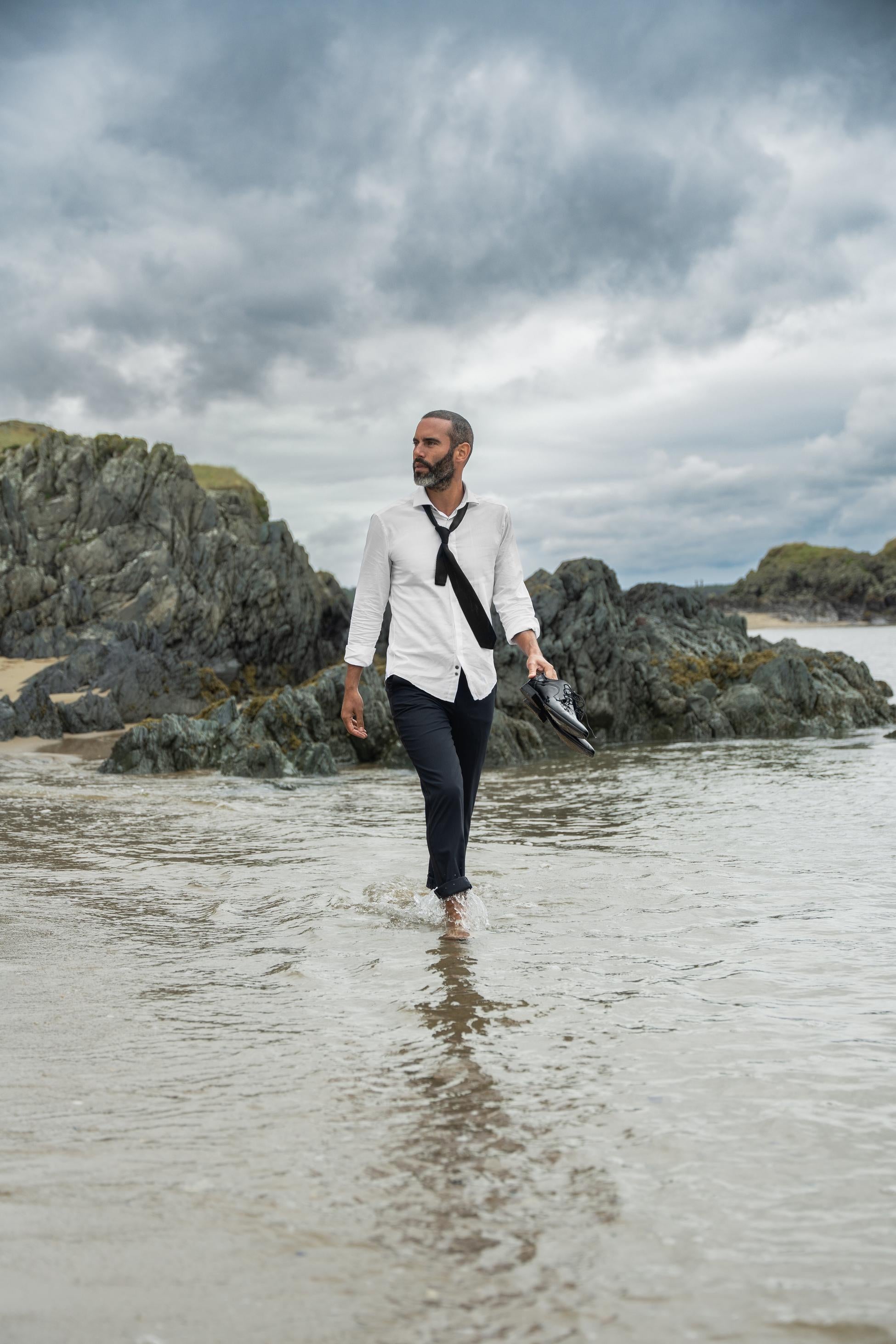 Chemise habillée classique en coton à col pour hommes - Seneca - Blanc