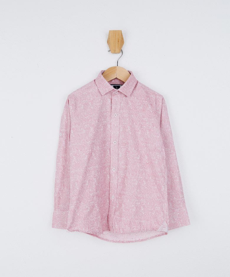 Chemise à Motifs Floraux Slim Fit pour Garçons - Rose