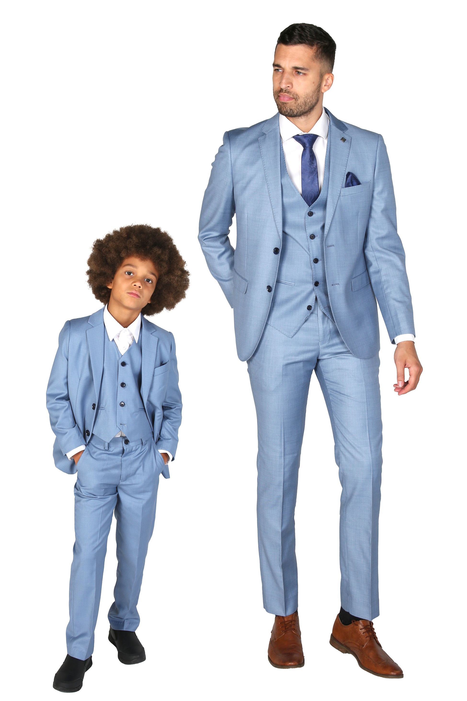 Jungen Schlank geschnittenes Anzug-Set in Himmelblau - Charles - Blau