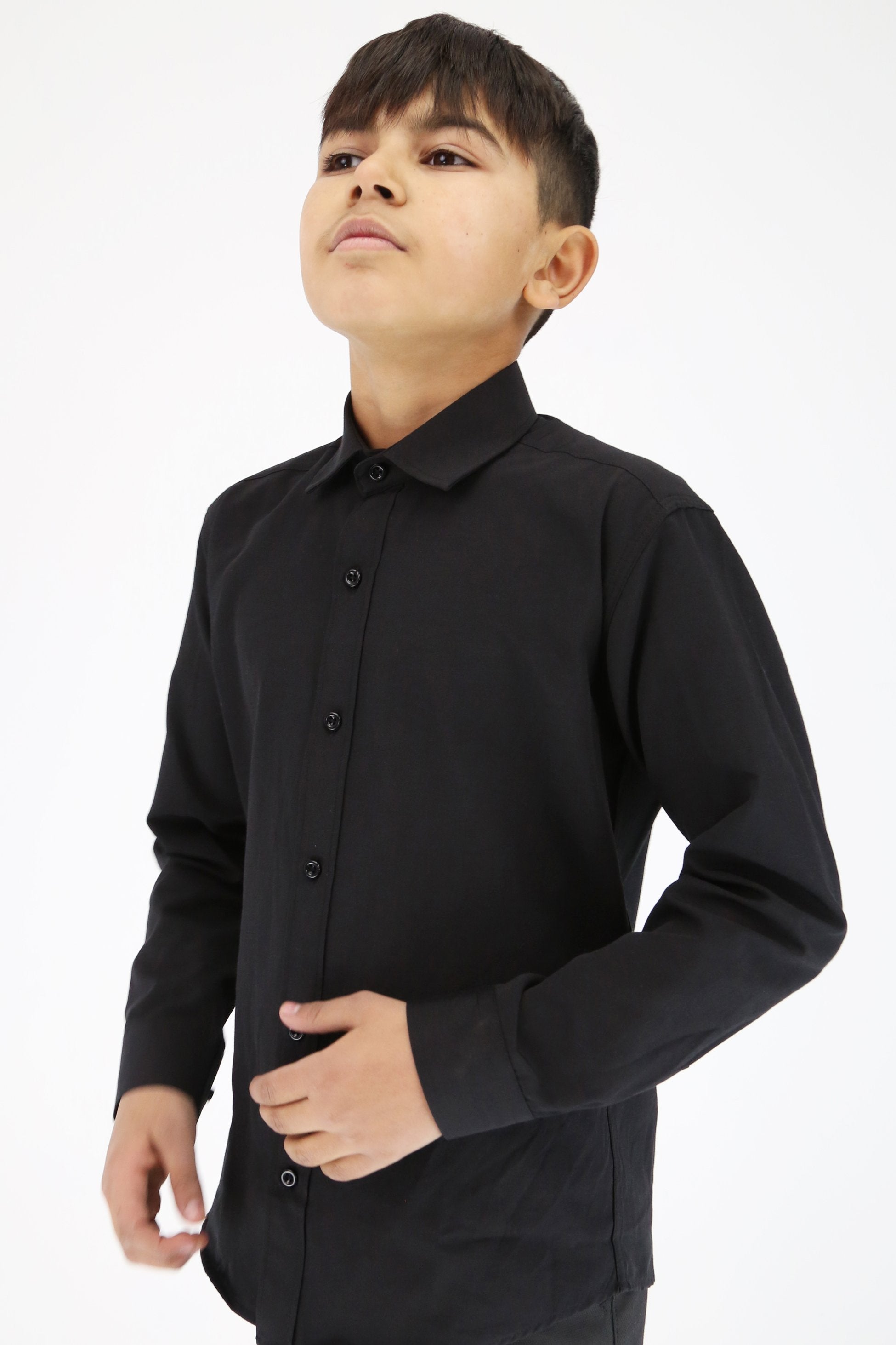 Chemise Classique Slim Fit en Coton pour Garçons - Noir