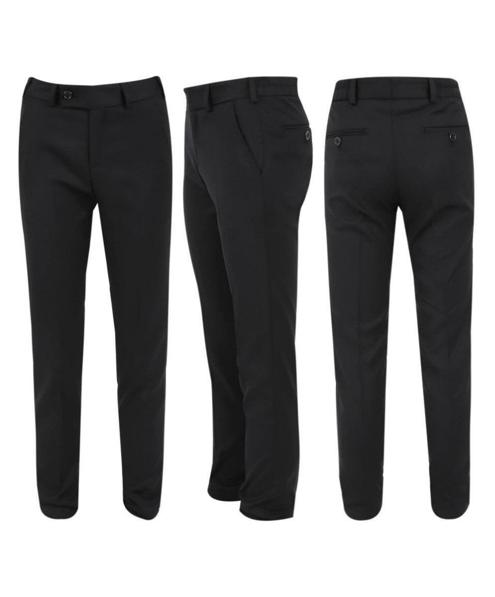 Costume de Smoking en Velours à Passepoil Slim Fit pour Garçons - LONDON - Noir