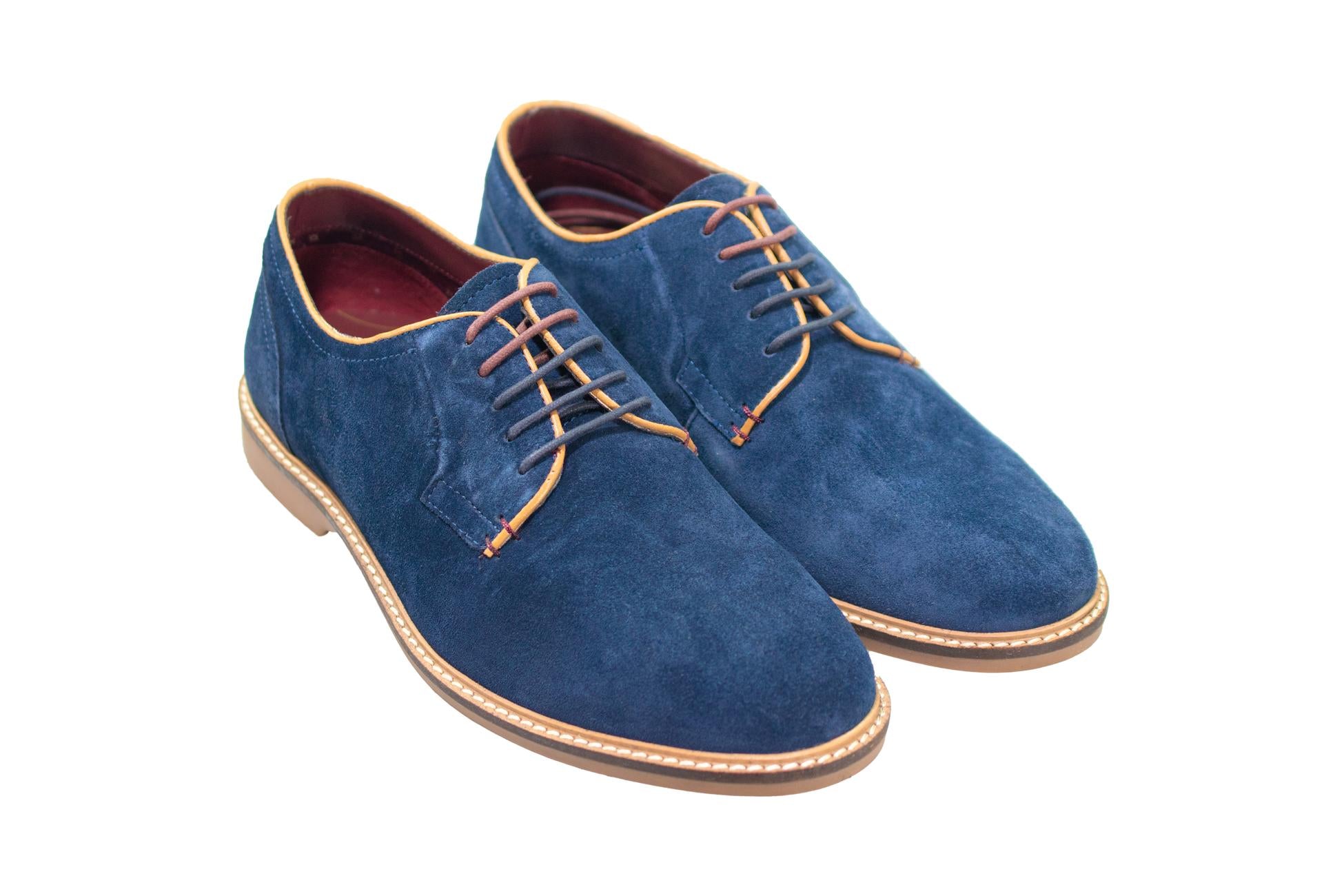 Men's Lace Up Derby Shoes - GOBI - Navy Blue