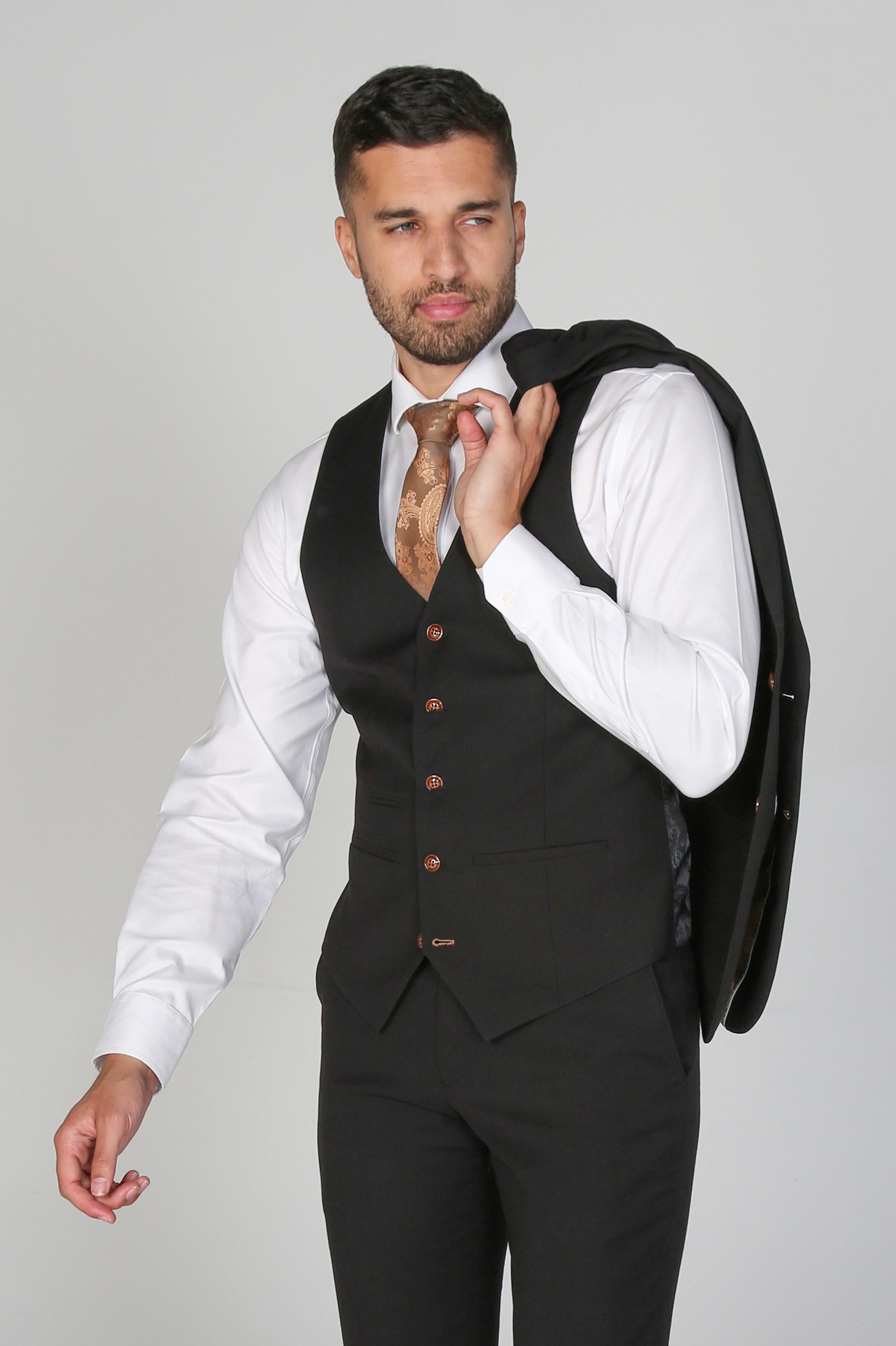 Men's Tailored Fit Single breasted Waistcoat - MAYFAIR - Black