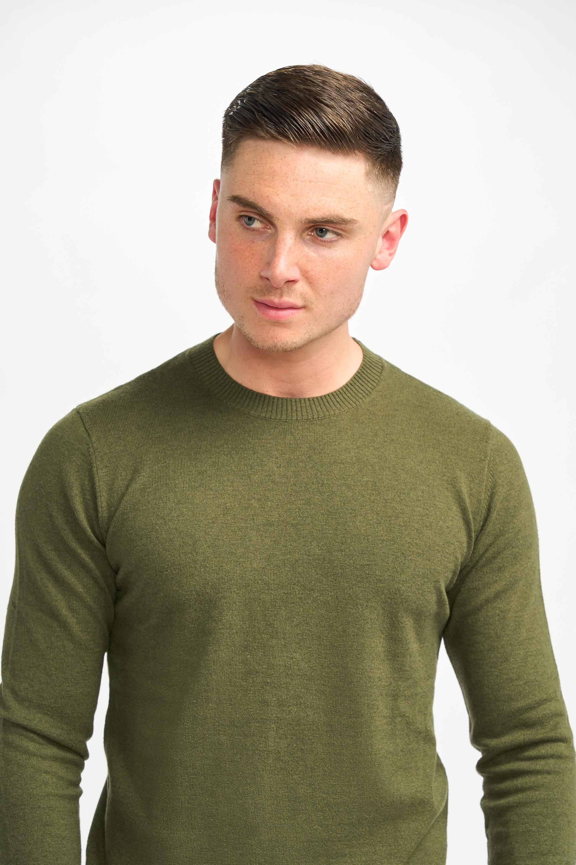 Pull en mélange laine vert olive pour hommes - Connall - Vert Olive