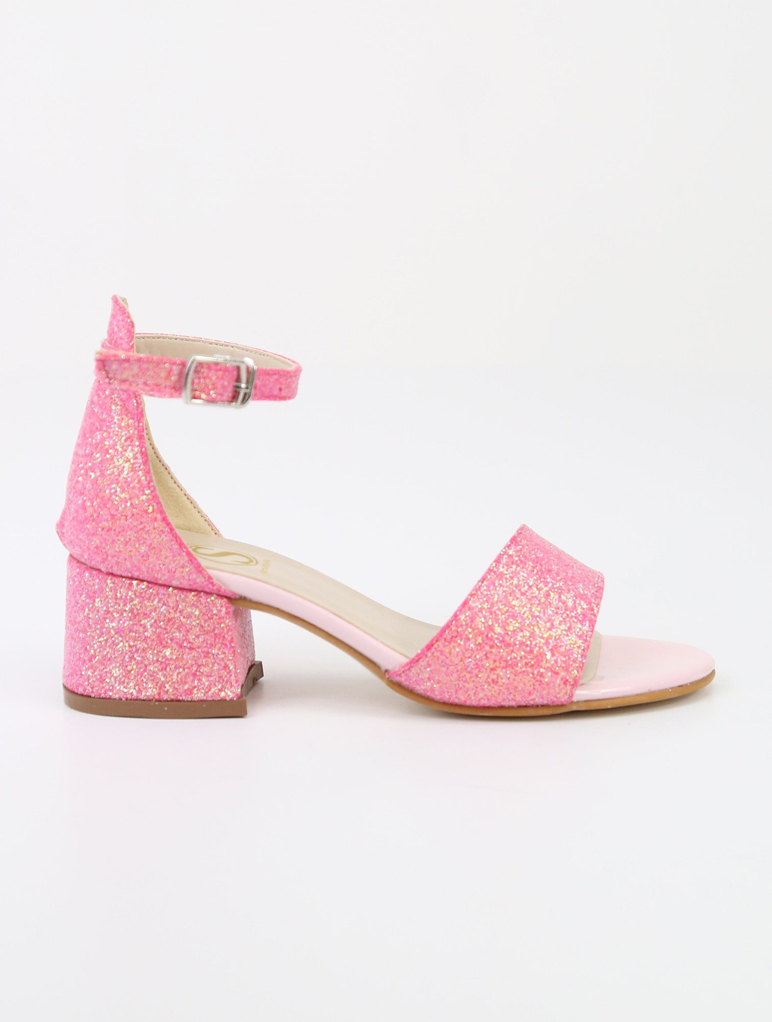 Sandales à Bloc Talon avec Bride à la Cheville pour Filles - SPARKLE - Rose Cerise