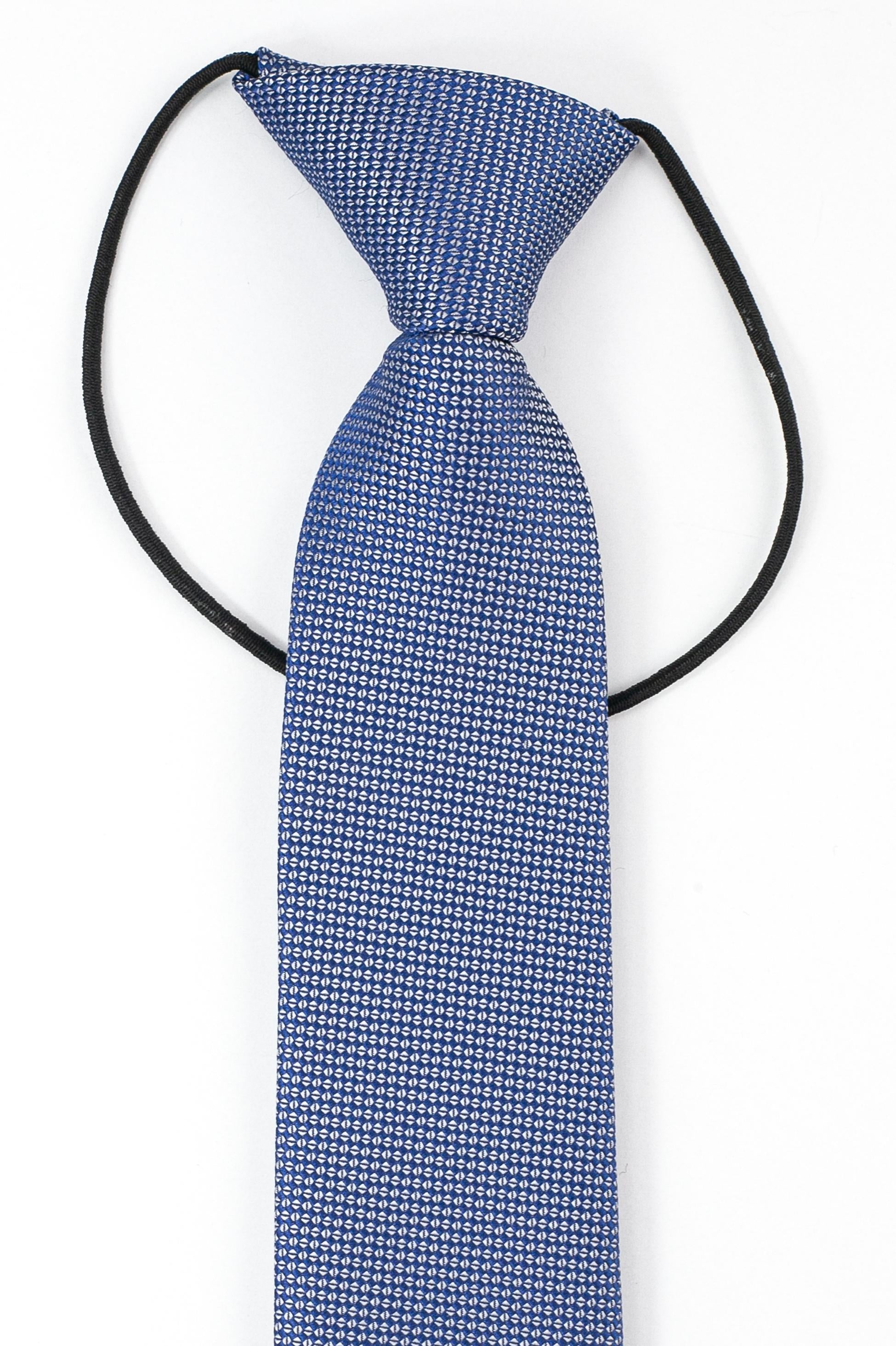 Boys’ Jacquard Tie & Hanky Set with Elastic Strap - Periwinkle Blue