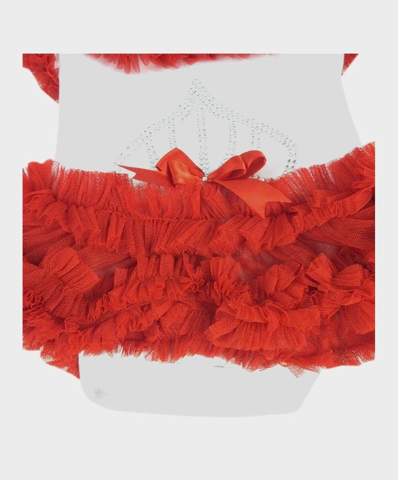 Bodysuit Tutu en Tulle et Coton pour Fillettes - Rouge