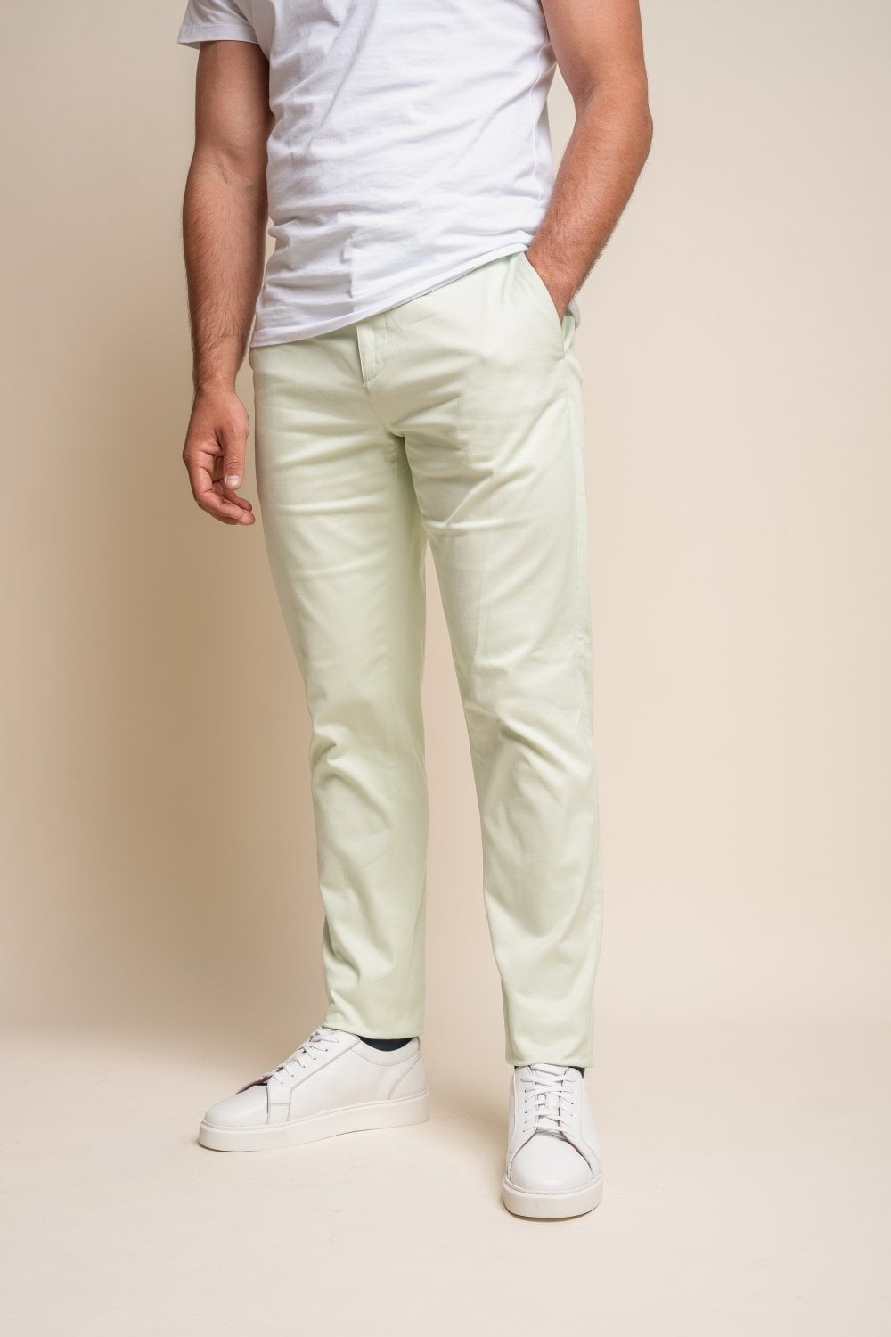 Pantalons chino en coton pour hommes - DAKOTA - Crème Sauge