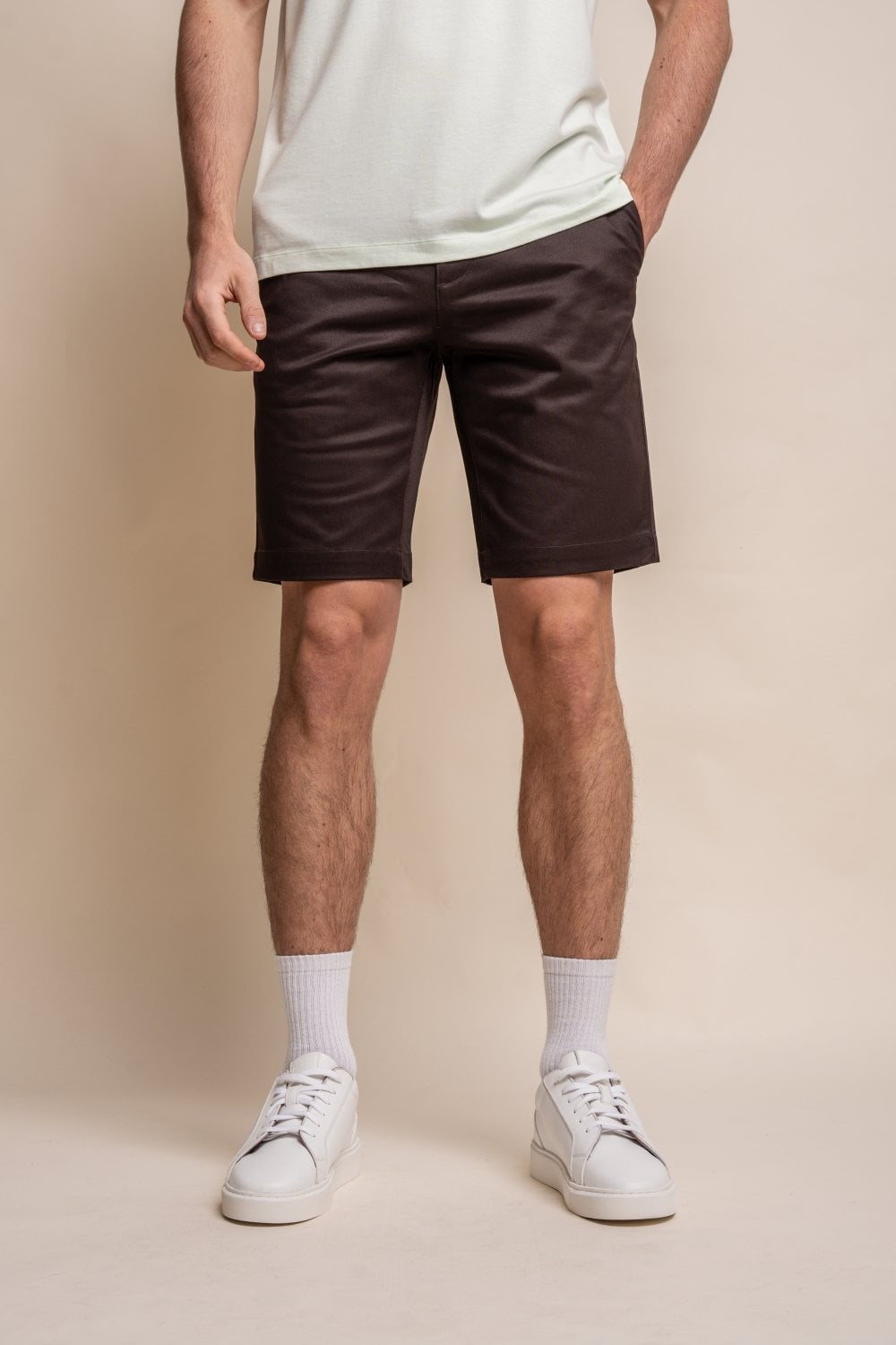 Herren Baumwolle Casual Slim Fit Chino Shorts - DAKOTA - Schokoladenbraun