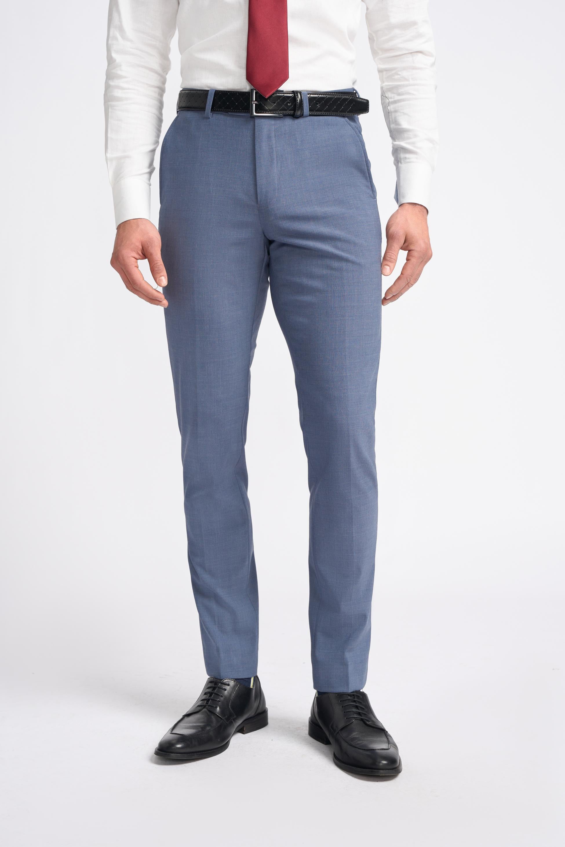 Pantalon en Laine Mélangée Slim Fit pour Homme - VICTORIOUS - Violet Colombe